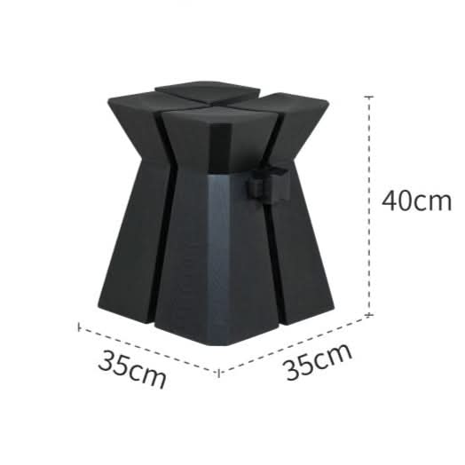 Black modern geometric wooden stool, 35x35x40cm, for home decor.